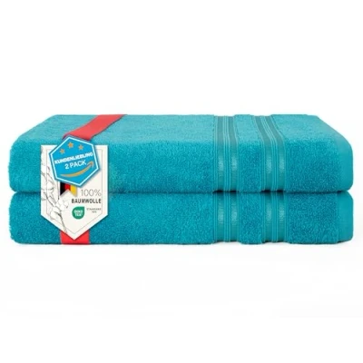 Image de Hammetex Lot de 2 serviettes bain 100 % coton qualité supérieure Grandes 70 x 140 cm Douces, absorbantes et à séchage rapide Moutarde
