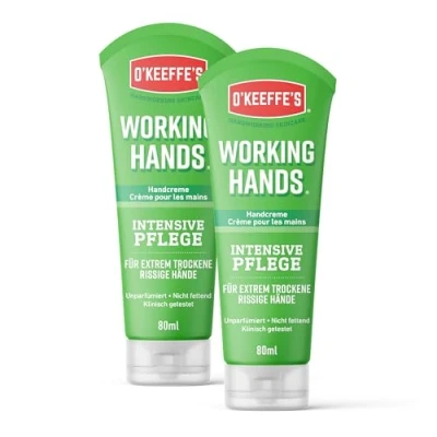 Image de O&#039;Keeffe&#039;s Working Hands Lot de 2 tubes Crème pour les mains 80 ml extrêmement sèches, craquelées, augmente instantanément le contenu hydratant, forme une couche protectrice