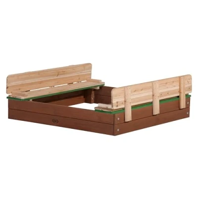 Image de AXI Ella XL Bac à Sable Enfant pour Enfants en Bois avec Couvercle marron &amp; VERT 120 x cm