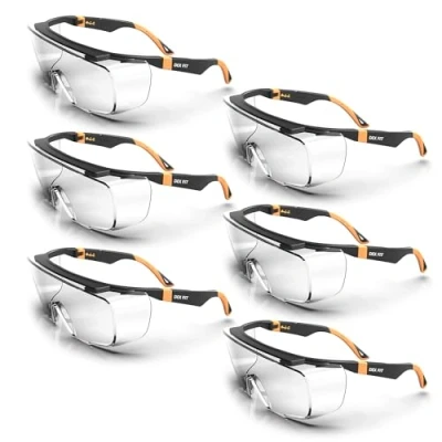 Image de DEX FIT Lunettes de sécurité superposées SG210 OTG; adaptables, protection des yeux Z87, résistantes à la buée et aux rayures, réglables, UV