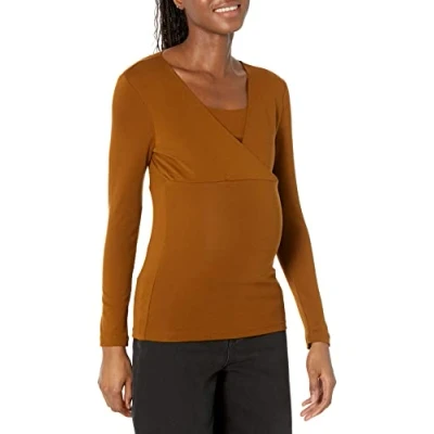 Image de Amazon Essentials Haut de maternité à col en V Femme, Brun Châtaigne Foncé, XXL