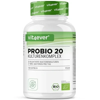 Image de Probio 20 Complexe de cultures avec souches bactériennes + inuline bio 180 gélules gastro résistantes Bright JC Caps® 21 milliards bactéries lactiques par dose journalière Vegan