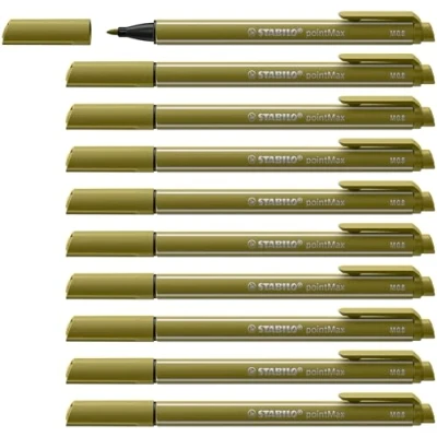 Image de Stylo feutre STABILO pointMax Lot x 10 stylos pointe moyenne vert épinard