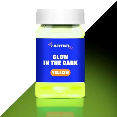 Image de 7 Artists Peinture Phosphorescente Jaune 100 ml Fluorescente dans le Noir Fluo Vernis Phosphorescent UV Acrylique Fluorescent