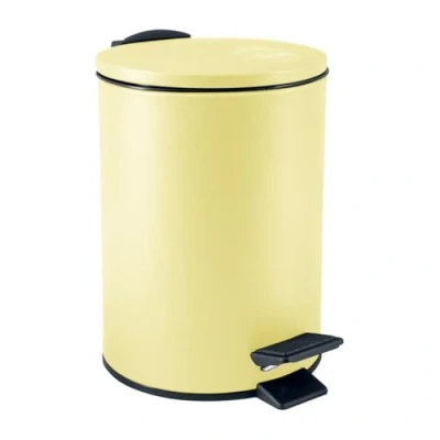 Image de Spirella, Poubelle à Pédale en Acier, Modèle Adelar, Mécanisme Slow Close, Le Couvercle se referme doucement et silencieusement, Revêtement Anti Traces de Doigts, Jaune, 5 litres