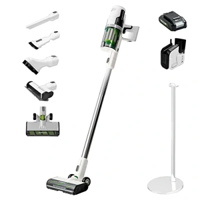 Image de Greenworks GD24SVK4D Aspirateur sans Fil Luxe, Haute Puissance, Autonomie 45min, Filtre Hepa, Outil pour Poils d&#039;Animaux, 3 Niveaux de Batterie 24V 4Ah et Chargeur sur Socle, Garantie Ans