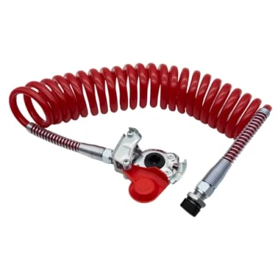 Image de SERTPLAS bobine d&#039;air/hélice à air comprimé/tuyau hélicoïdal rouge + tête d&#039;accouplement M22 x 1,5, d&#039;air pour l&#039;alimentation en entre camion/véhicules utilitaires et remorques