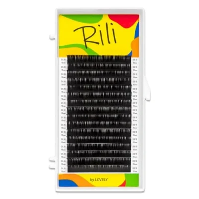 Image de LOVELY Rili Black Extensions de cils simples en noir M Curl, 0,10 mm d&#039;épaisseur, 11 longueur, 16 lignes artificiels, professionnelles pour
