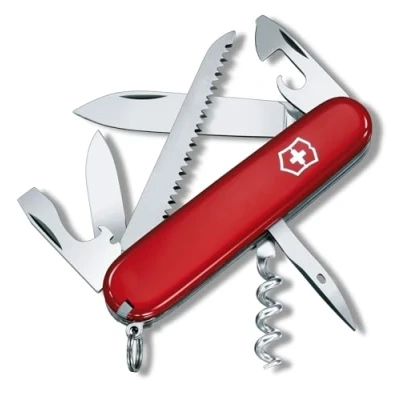 Image de Victorinox Camper, Couteau de Poche Suisse, Léger, Multifonction, 13 Fonctions, Tire Bouchon, Lame, Scie à Bois, Rouge