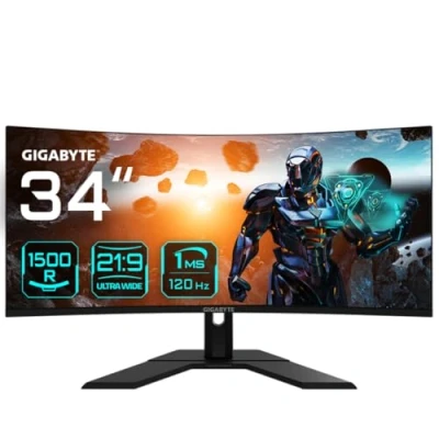 Image de GIGABYTE GS34WQC 34 Moniteur de jeu incurvé WQHD 3440 x 1440, 300Hz, 1ms, 250 cd/m², FreeSync Premium, prêt pour HDR, HDMI 2.0, DisplayPort 1.4 Neuf
