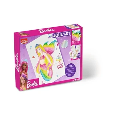 Image de MAPED Creativ Aqua&#039;Art Barbie Activité Aquarelle Enfants Coloriage aux Crayons Aquarellables + Pinceau à Eau 5 Affiches A4 Effets Métallisés Dès 7 Ans Licence Officielle