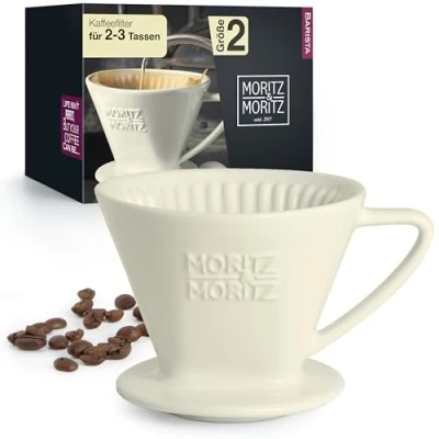 Image de Moritz &amp; Filtre a cafe en Porcelaine Taille 2 à café réutilisable pour un excellent riche arôme 3 tasses Cafetière