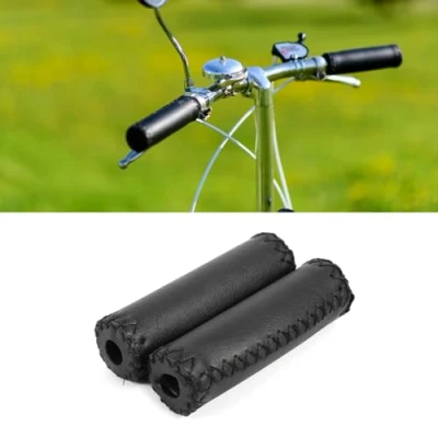 Image de DeWin Poignées Cuir de Guidon,1 Paire Poignée Guidon en Rétro Vélo (Noir)