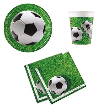 Image de Procos DY10273853 Football Party Set Small, Assiettes, serviettes et gobelets, Décoration de table, d&#039;anniversaire