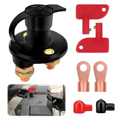 Image de mizikuu Coupe Circuit Batterie 12v, Isolateur Interrupteur De Voiture Sectionneur Couper Kill off Switch avec Deux Clés Amovibles pour Voiture, Camion, Bateau