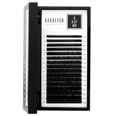 Image de extensions de cils Nanolash faux pour extension professionnelle, volume (0.07 D, MIX 6 13mm)