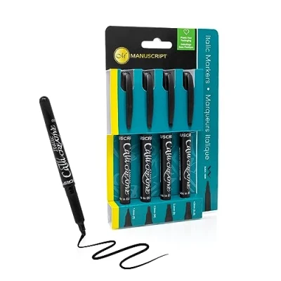 Image de MANUSCRIPT Callicreative Italic Crafter Lot de 4 marqueurs (fin, moyen, large et extra large, noir)