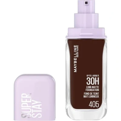 Image de Maybelline New York Fond de Teint Liquide Longue Tenue Ultra Résistant Fini Mat Lumineux Enrichi en Acides Aminés Tous les Types Peau Superstay 30H Lumi Matte Teinte : 405 35ml