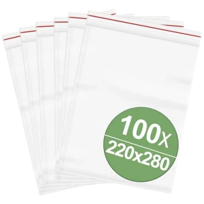 Image de Sachets à fermeture par pression sans bande d&#039;étiquetage (l x H) 220 mm 280 en polyéthylène transparent