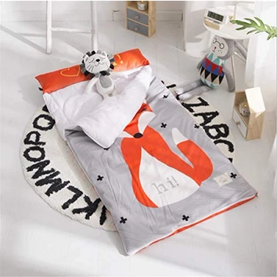 Image de Kalavika Sac de Couchage pour Enfant en Coton Nids d&#039;ange, Tapis Sieste avec Motif Mignon et Oreiller Couverture Ecole Cadeau Naissance Baptême (Renard)