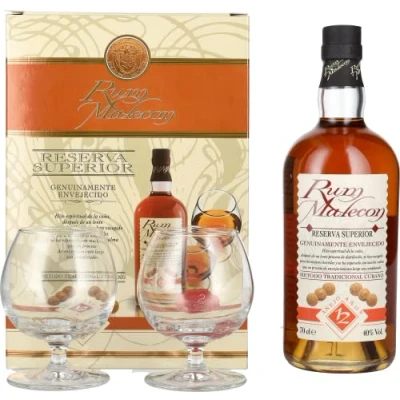 Image de Rum Malecon Añejo 12 Años Reserva Superior 40% Vol. 0,7l in Giftbox with 2 glasses
