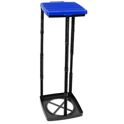 Image de com four® Poubelle avec Couvercle 3 hauteurs différentes, Bleu Porte Sacs Support Sac (Couvercle Bleu)