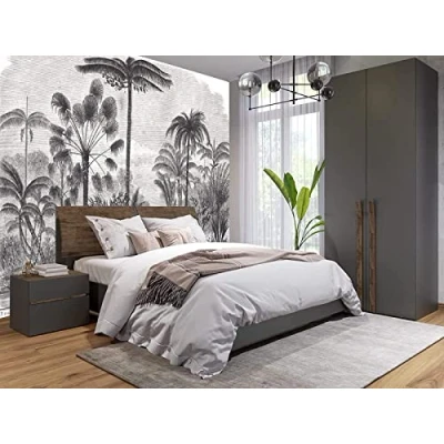 Image de SELIE Papier Peint Jungle Noir Et Blanc Panoramique Moderne Décoration Murale