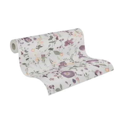 Image de A.S. Création PintWalls II papier peint intissé à motif floral style campagnard 0,53 x 10,05 m vert, violet, beige feuillage Made in Germany 397462