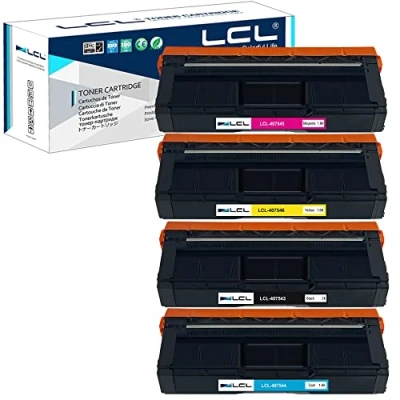Image de LCL Cartouche de Toner Remanufacturée 407543 407544 407545 407546 SP c250 c250dn c250sf C261SFNW (1Noir 1Cyan 1Magenta 1Jaune) Remplacement pour Ricoh