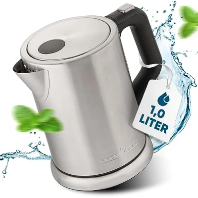 Image de Bouilloire electriques électrique en acier inoxydable 2200 Watts Capacité 1 litre Base rotative 360 couleur Argent Profi Cook PC WKS 1106