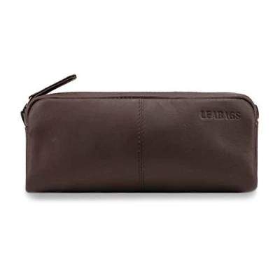 Image de LEABAGS Étui à Crayons en Cuir Grand étui stylos véritable Trousse pour Le Travail, l&#039;université et l&#039;école Cacao