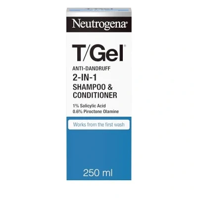 Image de Neutrogena T/Gel 2 en 1 Shampooing et après shampoing anti pelliculaire Agit sur les pellicules dès la première application 250ml