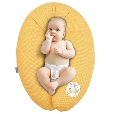Image de Sei Design coussin d&#039;allaitement, de grossesse 170 x 30 cm Garnissage : billes en fibres 3D sans substance nocive certifiées Ökotex. Housse avec fermeture éclair et broderies qualité supérieure. Facile à transporter, couleur taupe.