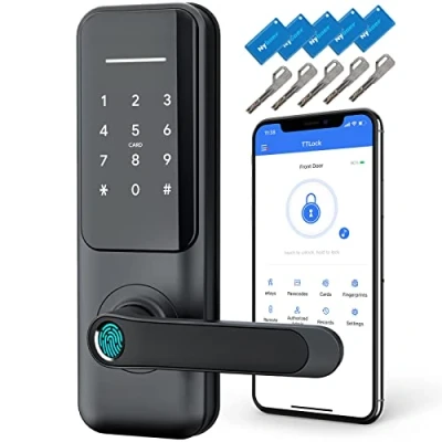Image de Serrure de porte intelligente sans clé avec empreinte digitale et poignée Entrée du clavier, code passe électronique pour d&#039;entrée