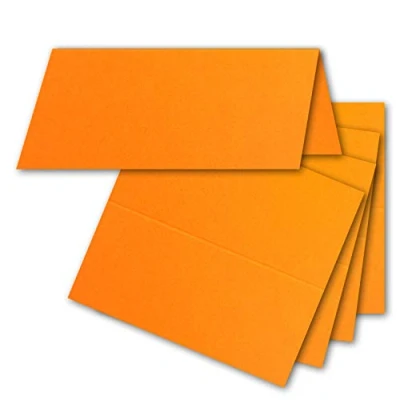 Image de FarbenFroh by GUSTAV NEUSER Lot de 50 cartes table, oranges, 4,5 x 10 cm, vierges, doubles, idéales comme place et nominatives pour mariage fêtes