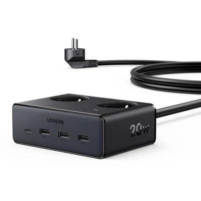 Image de UGREEN 6 en 1 Multiprise avec Interrupteur 3680W 2 Prises Chargeur USB C 20W 3 Ports A Compatible iPhone 16 Plus Pro Max 15 14 iPad MacBook Air Galaxy S24 S23 A15 A05s, Long Câble 1,5M