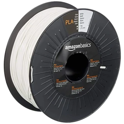 Image de Amazon Basics Filament PLA pour imprimante 3D, 1.75 mm, Blanc, Bobine, 1 kg