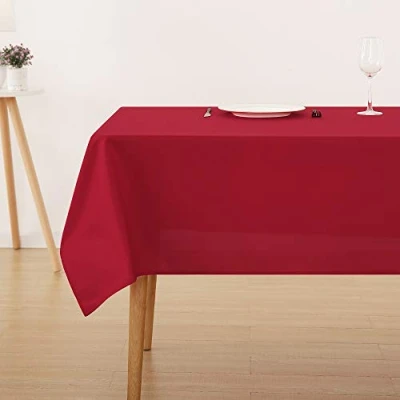 Image de Deconovo Nappe Rectangulaire Doux de Table à Manger 140x240 cm Noël Rouge