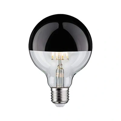 Image de Paulmann 28677 Ampoule LED à Filament G95 6 W Noir Chrome 2700 K Blanc Chaud Intensité Variable E27, Plastique, Kopfspiegel Schwarzchrom