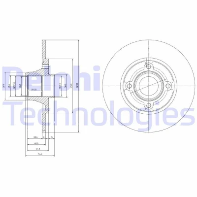 Image de DELPHI BG9033RS Disque de frein 238 8 4 plein huilé non traité avec roulement roue, bague ABS RENAULT: CLIO 1, 1 Kasten