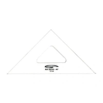 Image de Graphoplex Equerre 45 3 bords droits 13 cm Transparent