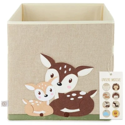 Image de BIECO Boîte de Rangement pour Enfant Motif Cerfs Environ 36 l Pliable Bac Jouets Coffre a Jouet Kallax 33 x cm