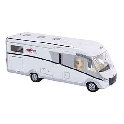 Image de Kids Globe Carthago Camper 510008 Jouet en forme de camping car, caravane, 16 cm, avec feux, moteur à friction, éclairage intérieur et toit amovible, piles incluses