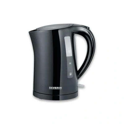 Image de SEVERIN Bouilloire Pratique 1,5L, 2 200W, Niveau D&#039;eau Visible, Bec Verseur Avec Tamis, Socle 360, Large Ouverture, Noir, WK 3498