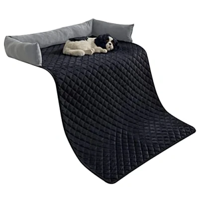 Image de OKYUK Panier pour Chien, Coussin Chien Lit Lavable Fait Main, canapé Protection de canapé, antidérapant Super Doux, Grand Chien(75 x 120 cm, Gris Noir)