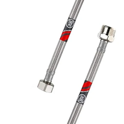 Image de tuyau flexible certifié DVGW 3/8&quot; ÜM x AG Rallonge de raccordement d&#039;eau robinet avec joints Valve d&#039;angle (Longueur : 400 mm)