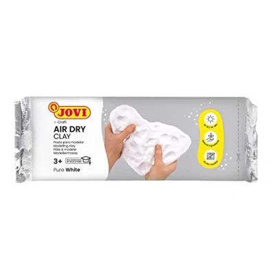 Image de Jovi Air Dry, Pâte à modeler autodurcissante base d&#039;argile humide, Séchage l&#039;air sans four, Couleur Blanc, 1kg, Idéale pour les enfants de 3 ans et plus (86)