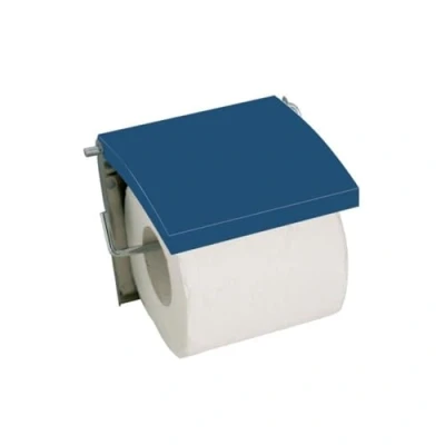 Image de MSV Porte Rouleau Papier WC Mural MDF &amp; INOX Bleu Foncé