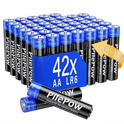 Image de Piles AA alcalines, Perfomant, Lot de 42, 1.5Volt LR6, [Version Upgrade] Jetables pour Jouet, Réveil, Télécommande Portable et d&#039;autres Dispositifs Quotidiens