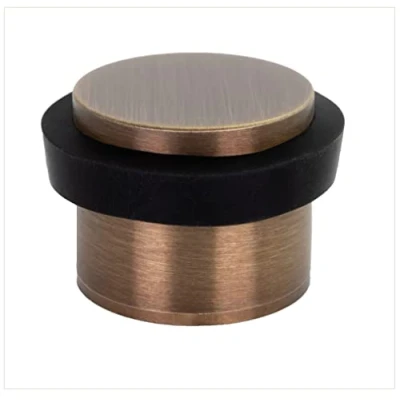 Image de EVI Herrajes Butée De Porte Adhésive 24 x 20 mm Base filetée Caoutchouc Noir Laiton Finition Cuir Vieilli Outils, Vis + Cheville Fixation Compris Mod. I 191/24x19 B DUAL CU